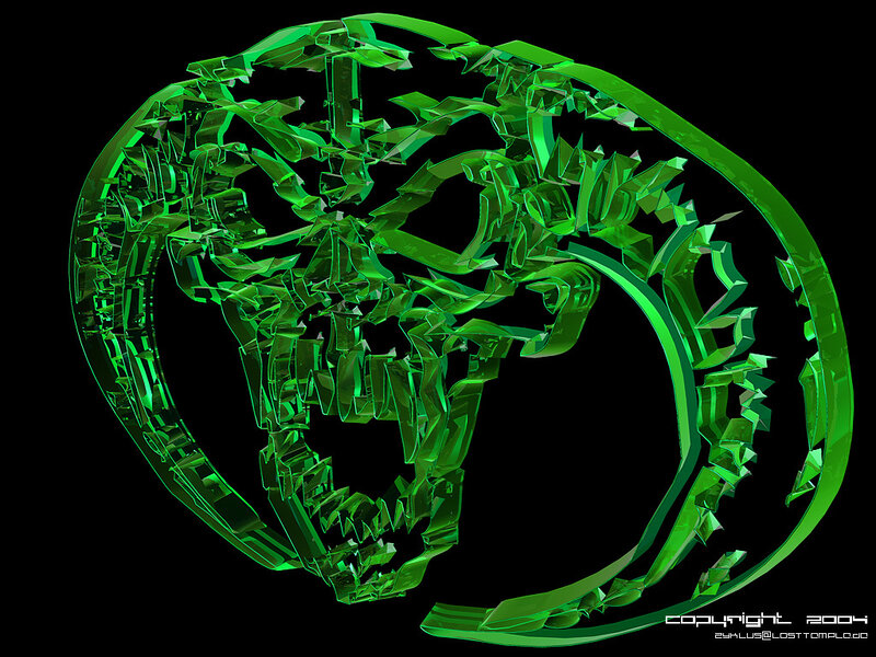 green crystal skull design