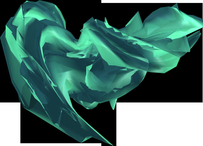 green crystalline abstract form