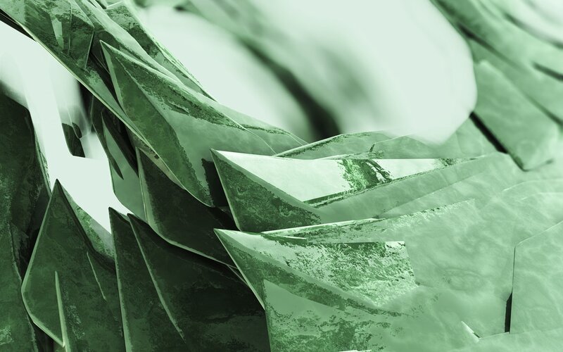 Green Crystalline Structure — Abstract, 3d Render