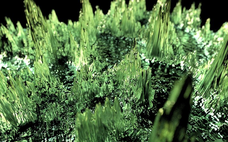 green crystalline structures