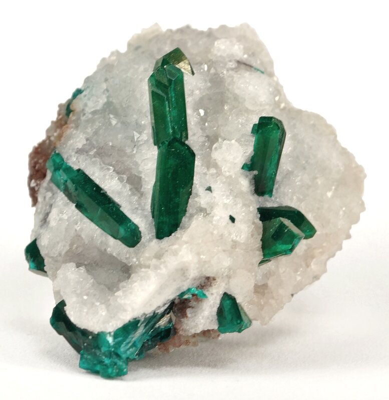 green crystals on white matrix