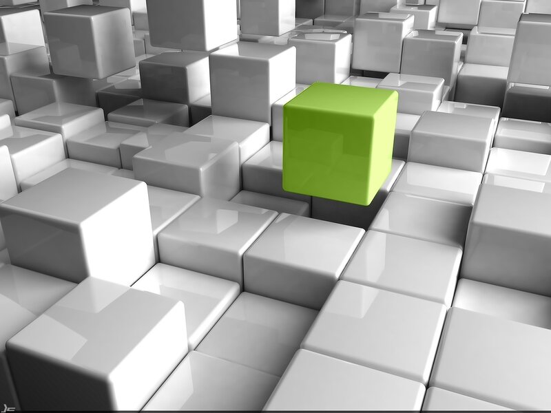green cube among white cubes