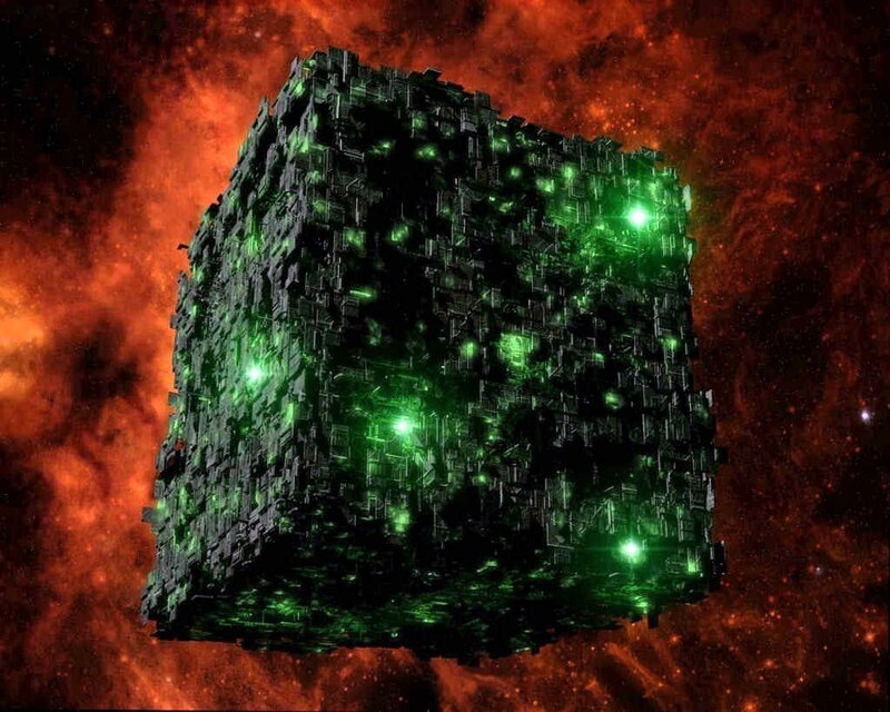 green cube in space