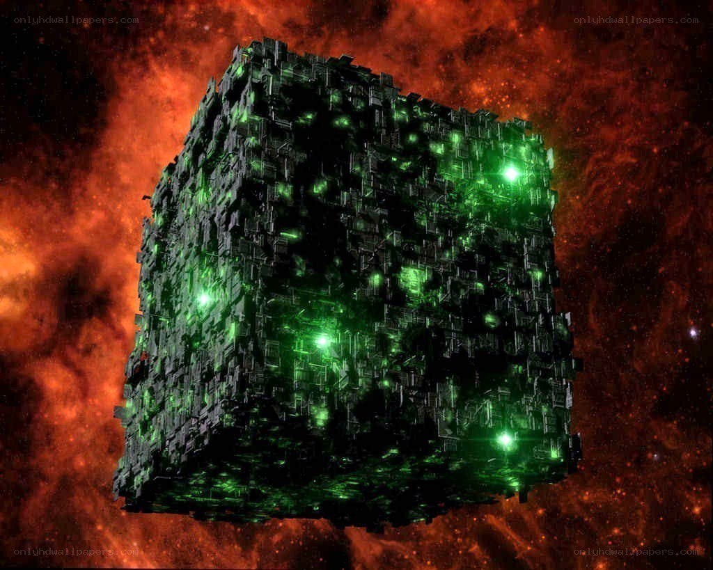 green cube in space