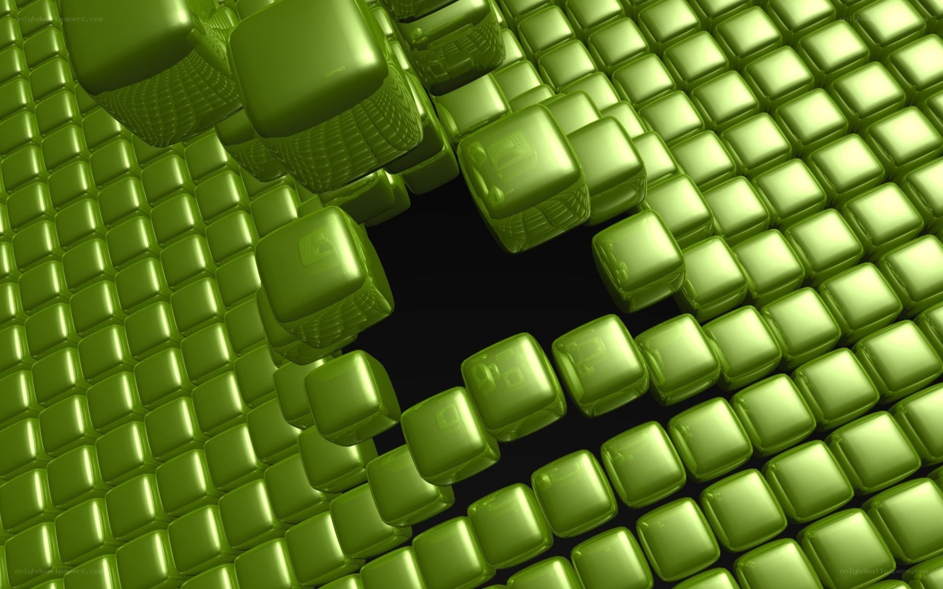 Green Cubes Abstract Design