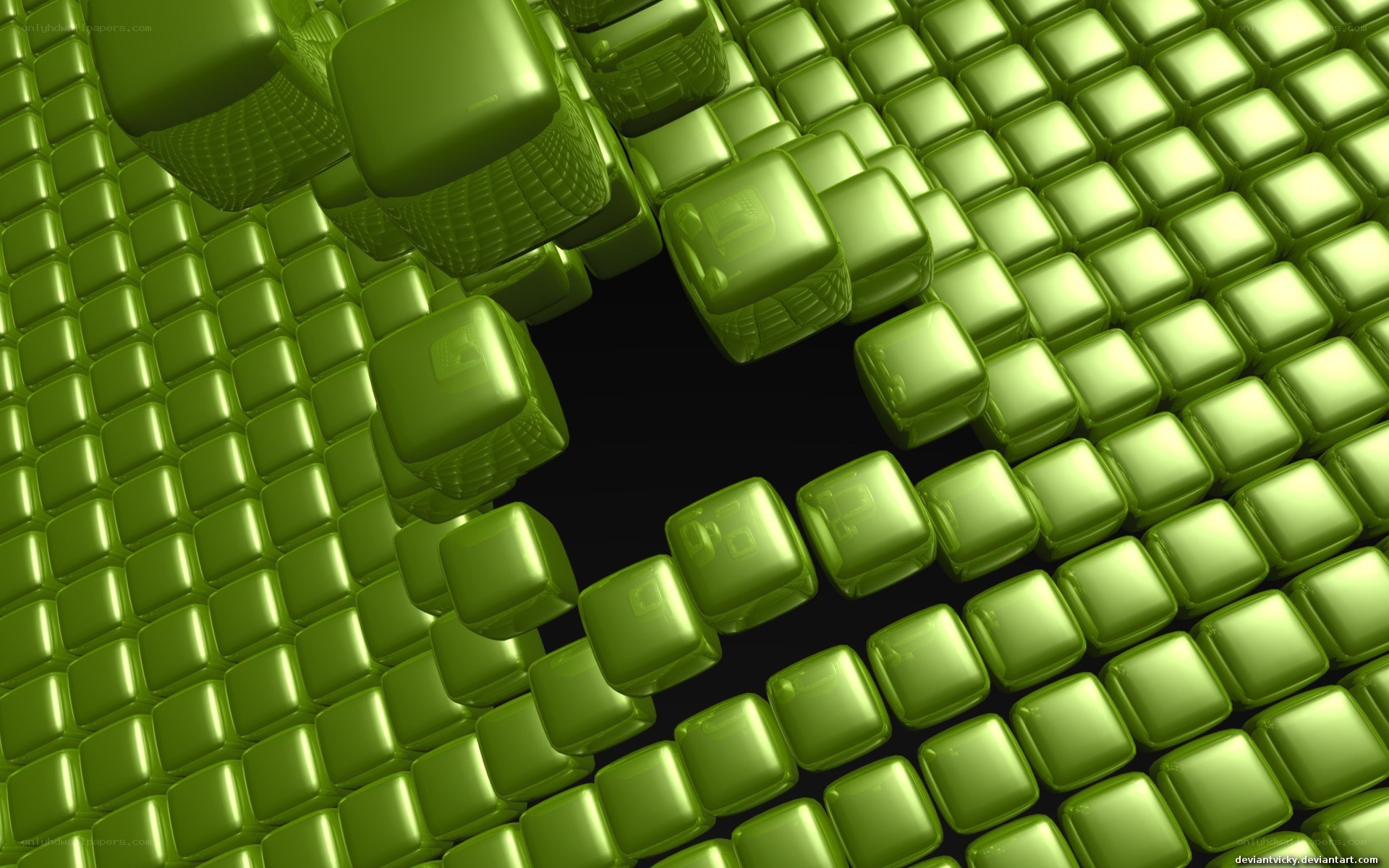 green cubes abstract pattern