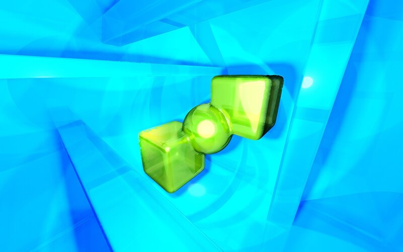 green cubes in blue space