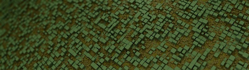 Green Cubes on Brown Surface