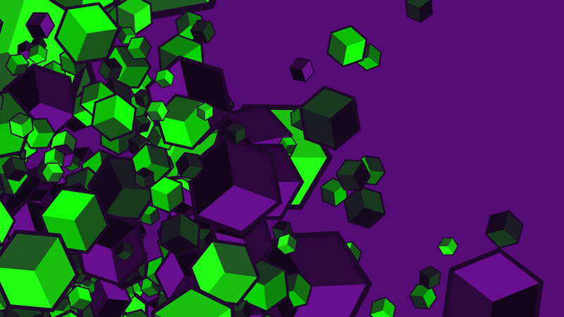 Green cubes on purple background