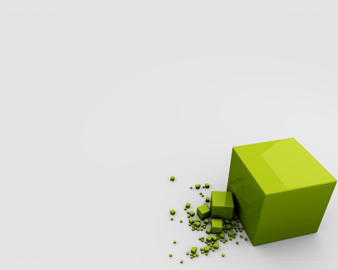 green cubes on white surface