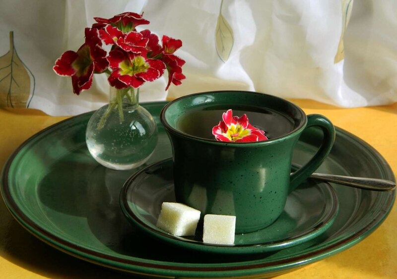 Green Cup with Flowers