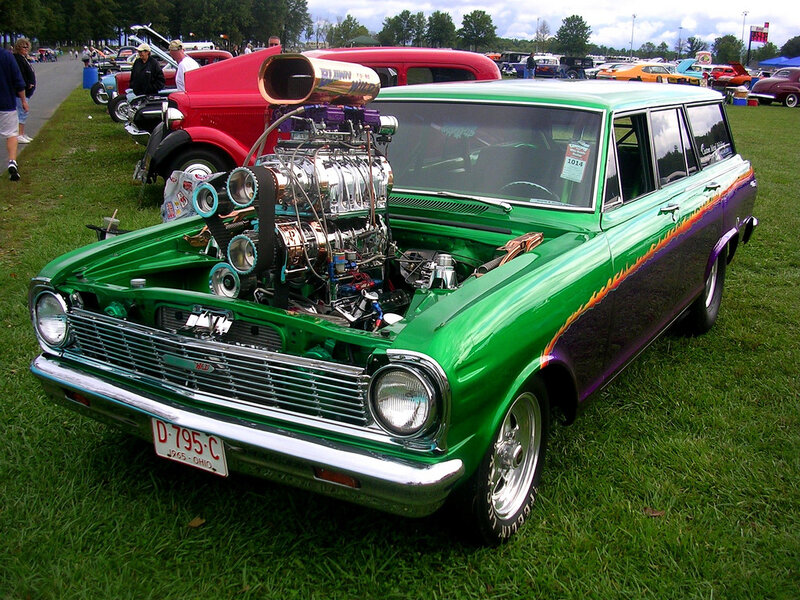 green custom car at show