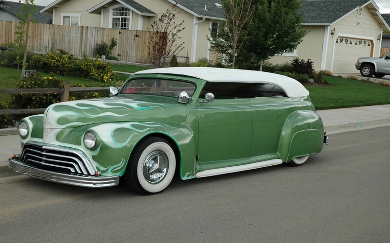Green Custom Car — Calm, Afternoon, Photograph