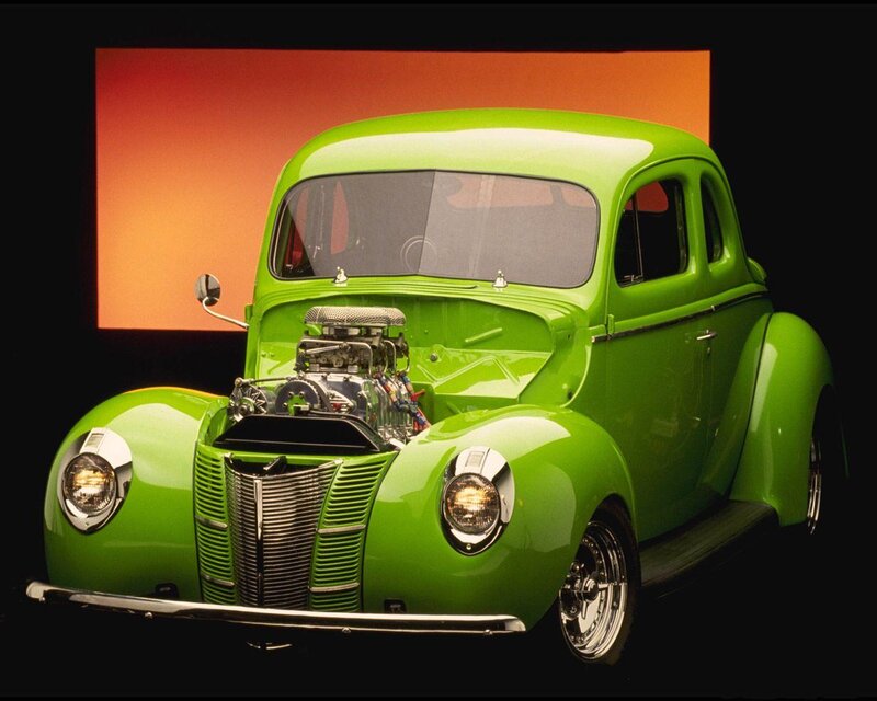 Green Custom Car — Dramatic, Photograph