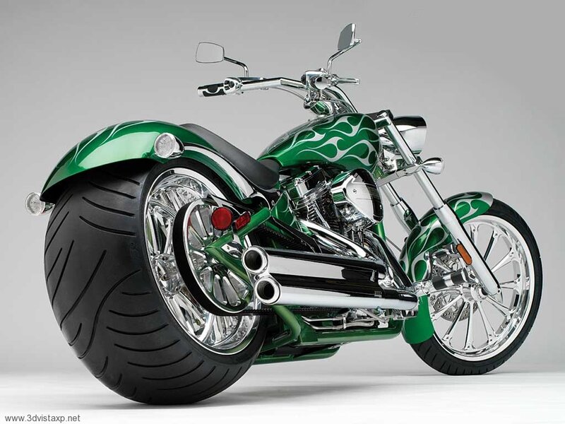 green custom chopper motorcycle