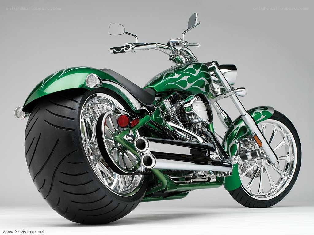 green custom chopper motorcycle