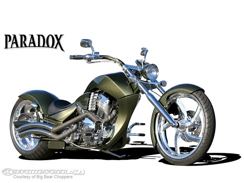 Green Custom Chopper Motorcycle — Neutral