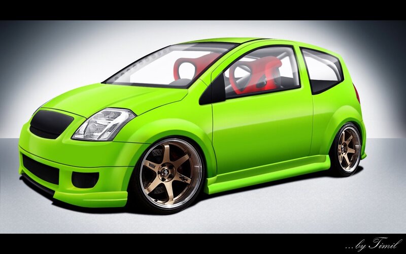 green custom hatchback car