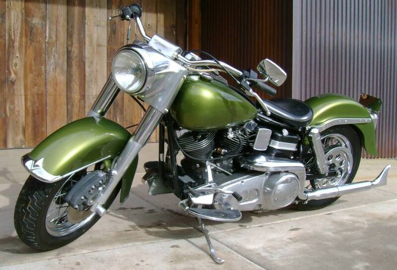 Green Custom Motorcycle — Calm, Afternoon