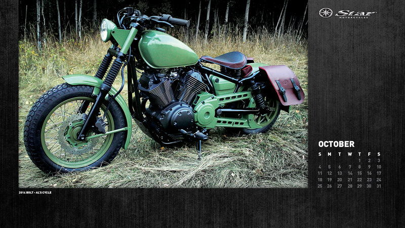 Green Custom Motorcycle — Calm, Autumn