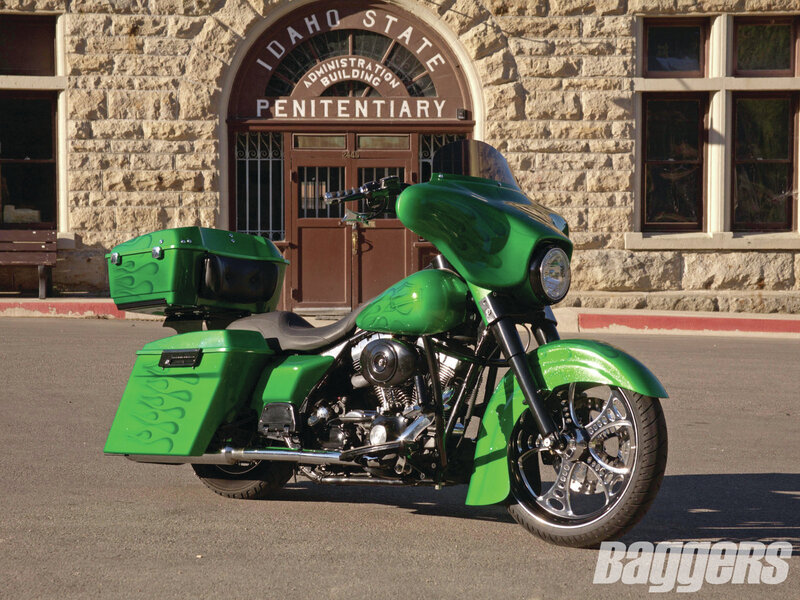 Green Custom Motorcycle — Dramatic