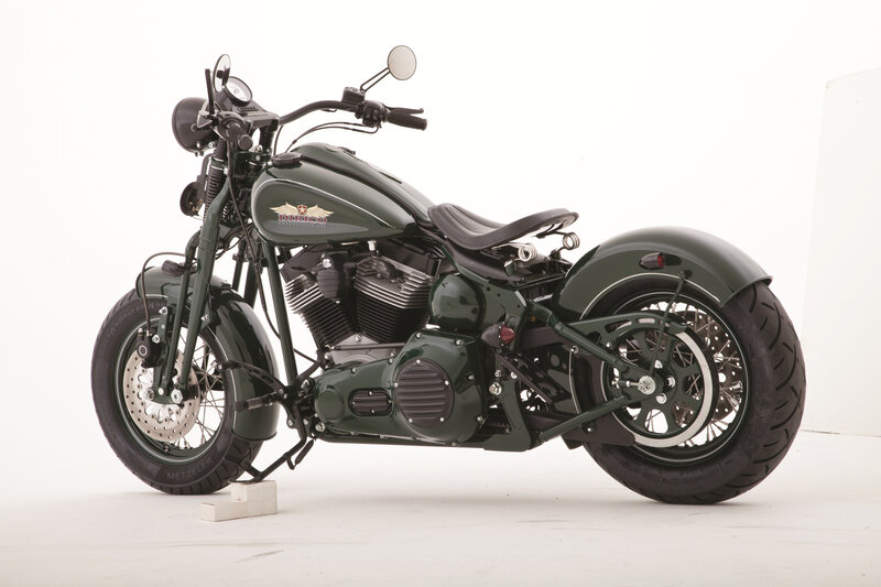 Green Custom Motorcycle — Neutral, Photograph