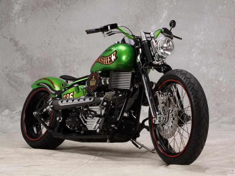 Green Custom Motorcycle — Neutral