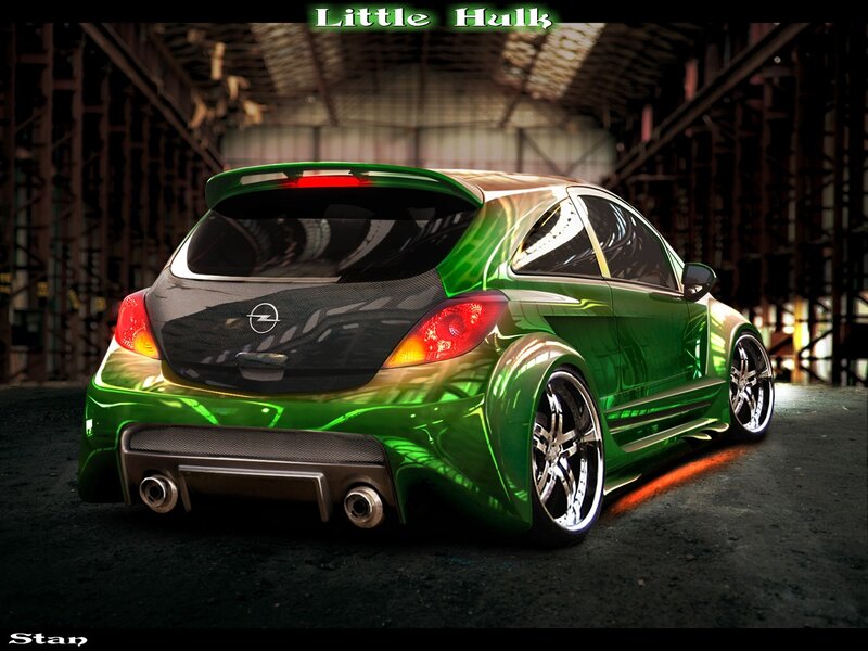 Green custom Opel car