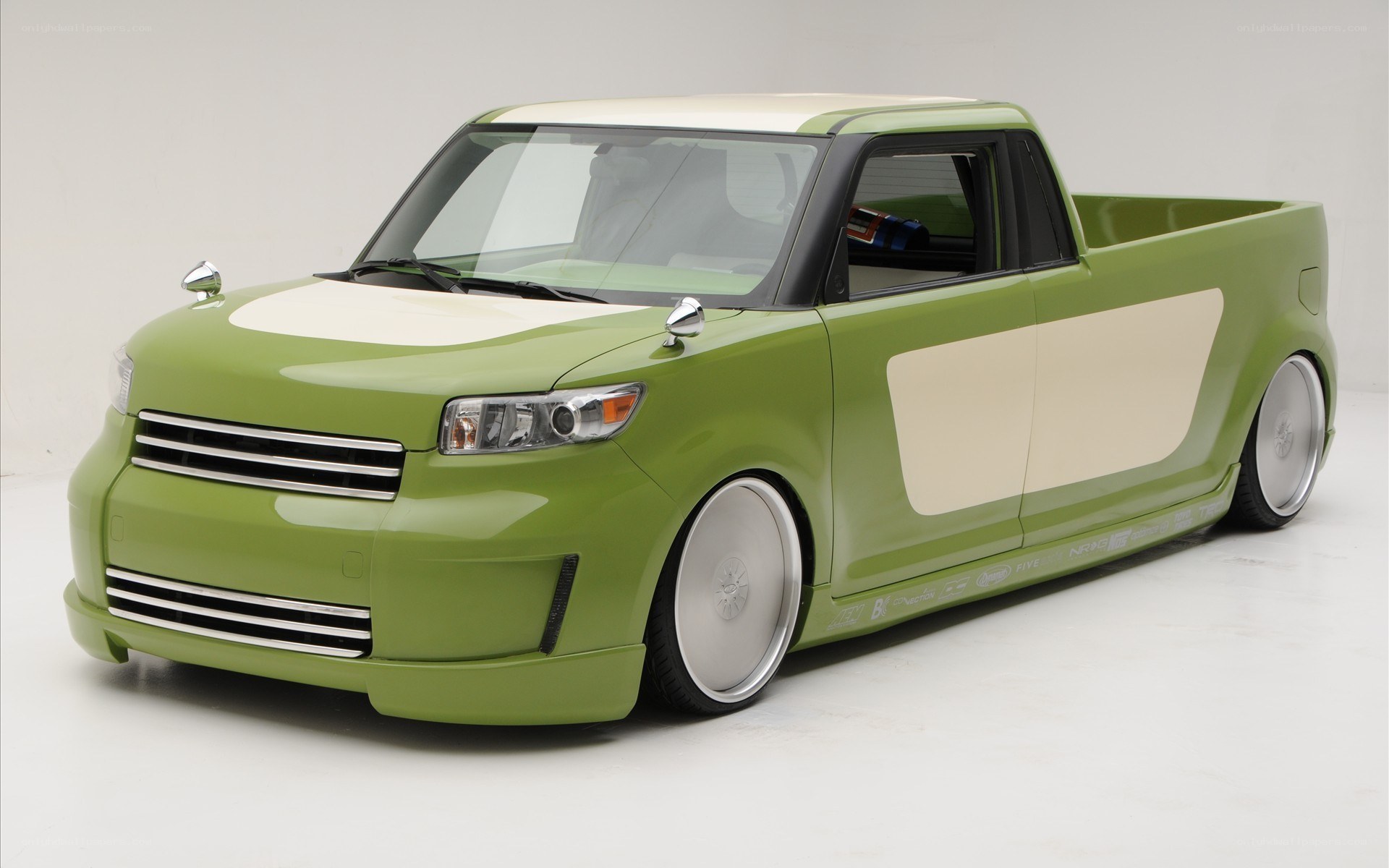 green custom pickup truck