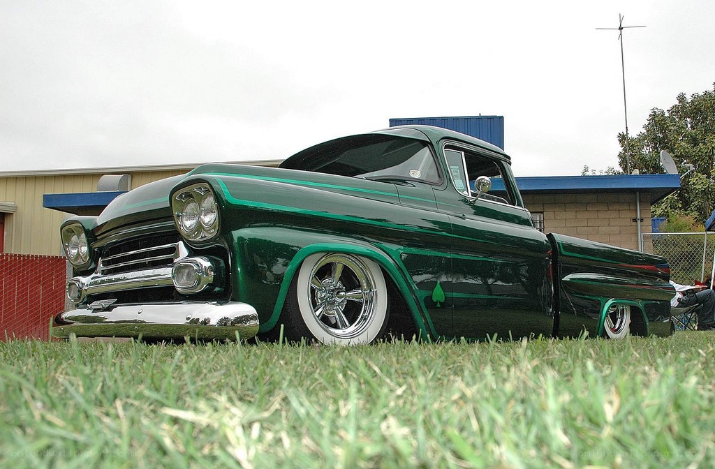 green custom pickup truck