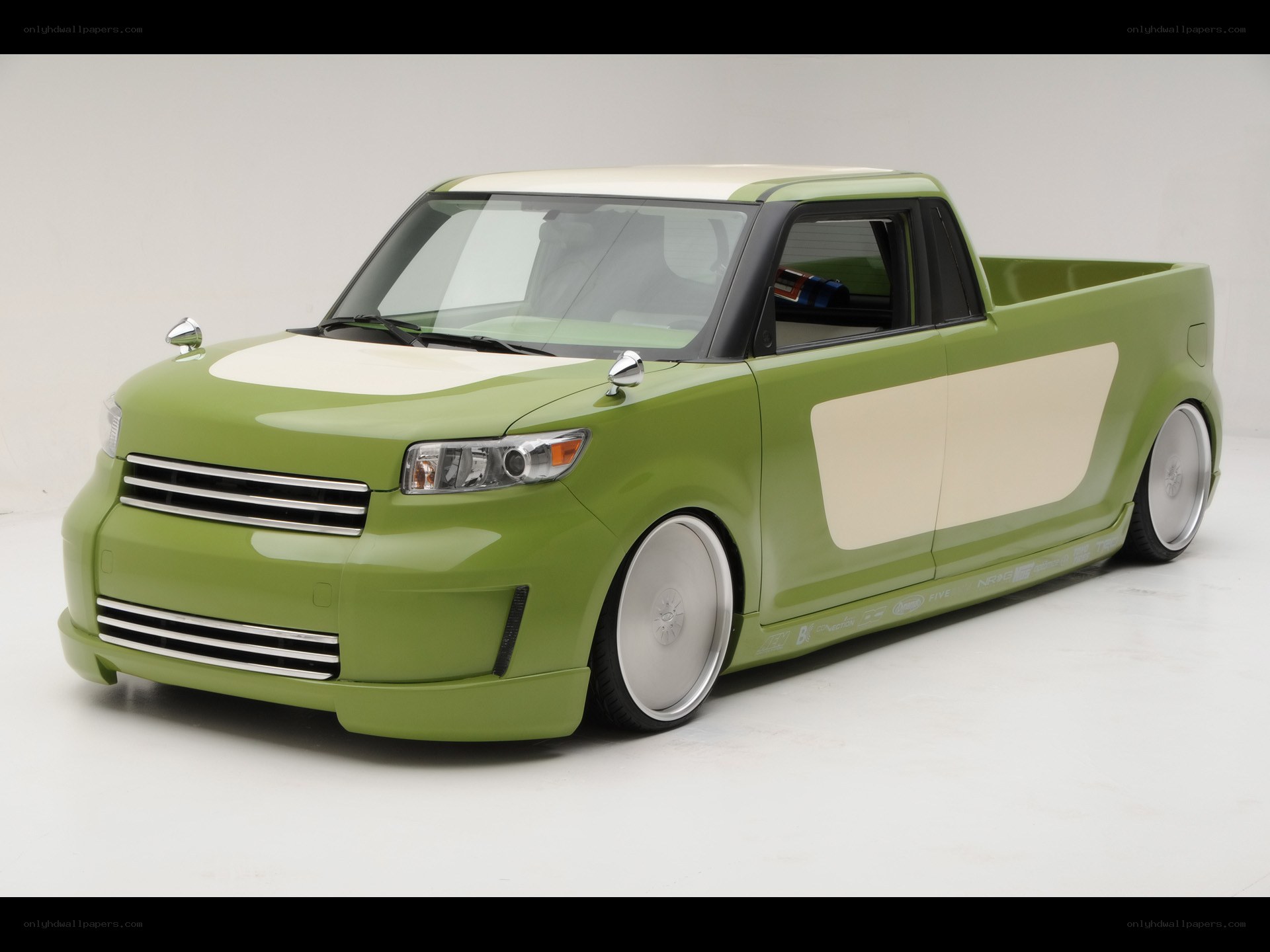 green custom pickup truck
