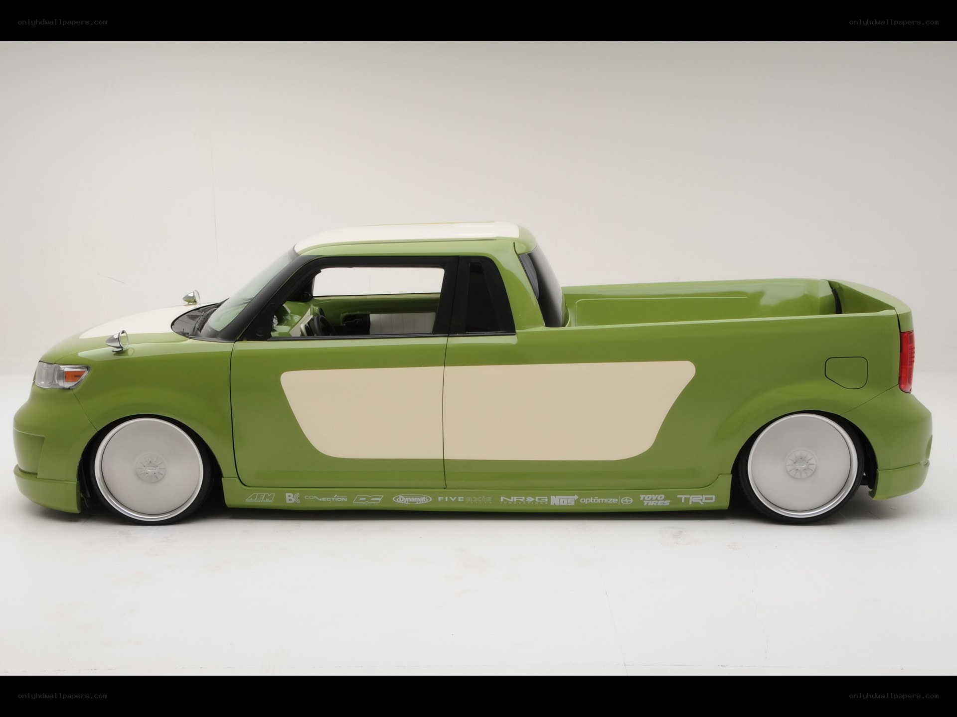 green custom pickup truck