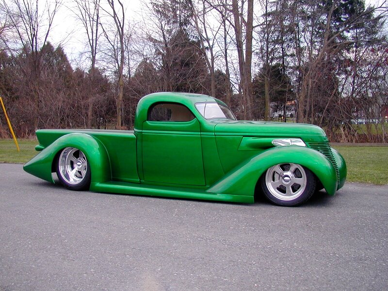 Green Custom Pickup Truck — Calm, Autumn