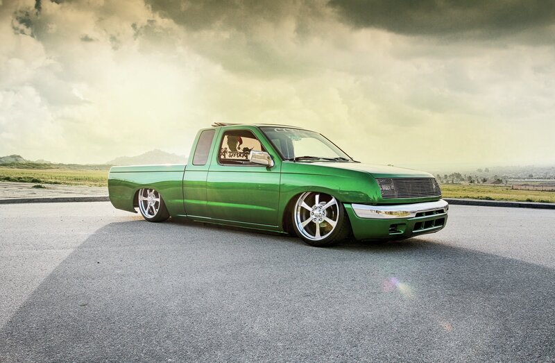 Green Custom Pickup Truck — Dramatic, Afternoon, Photograph, Road
