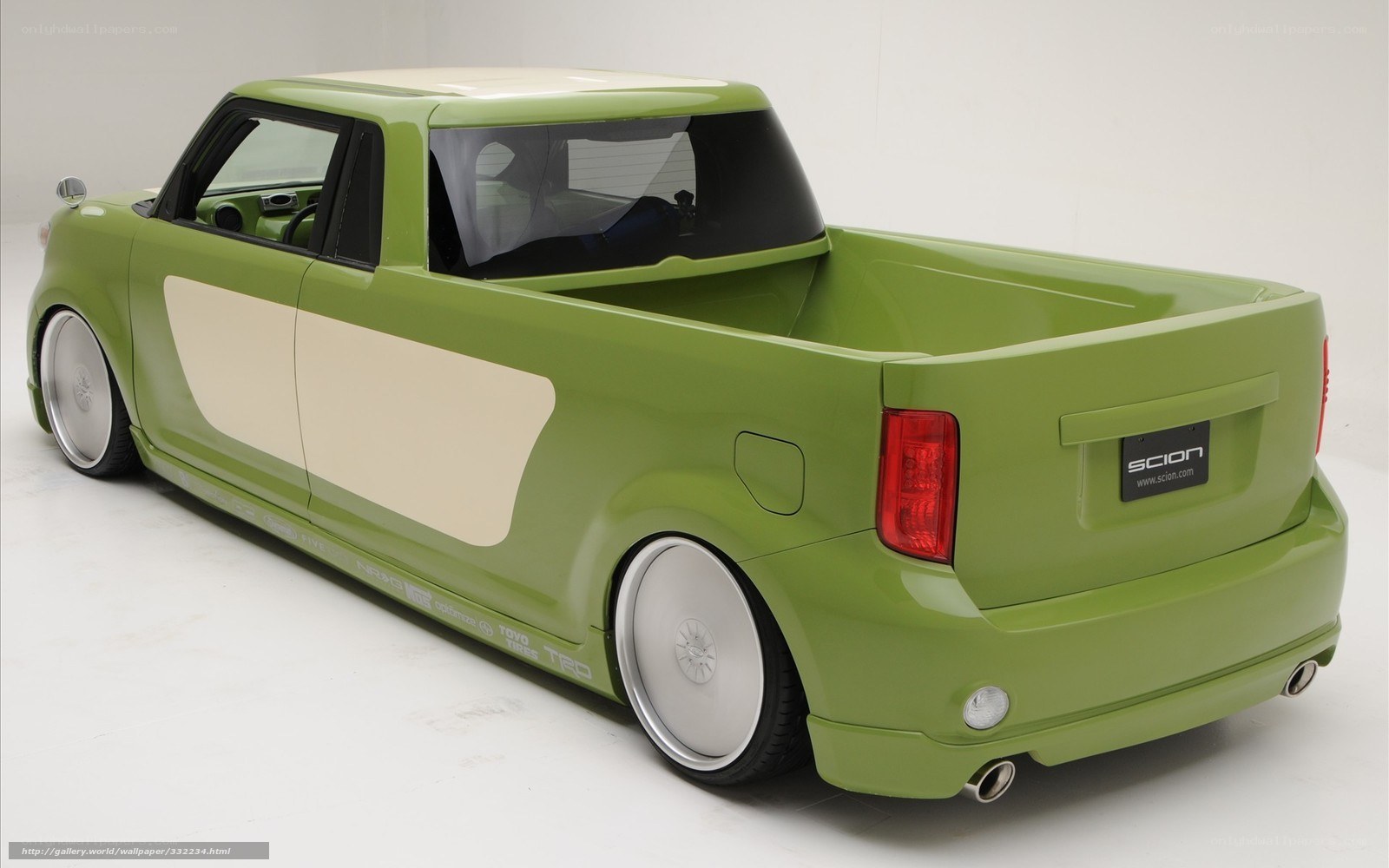 green custom pickup truck