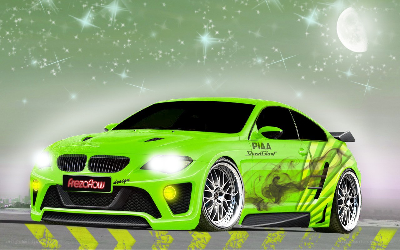 green custom sports car