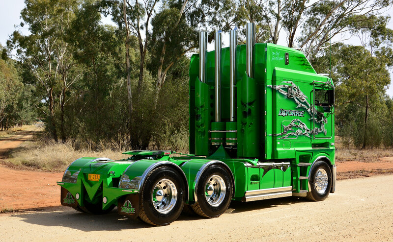 Green Custom Truck — Outdoor, Afternoon