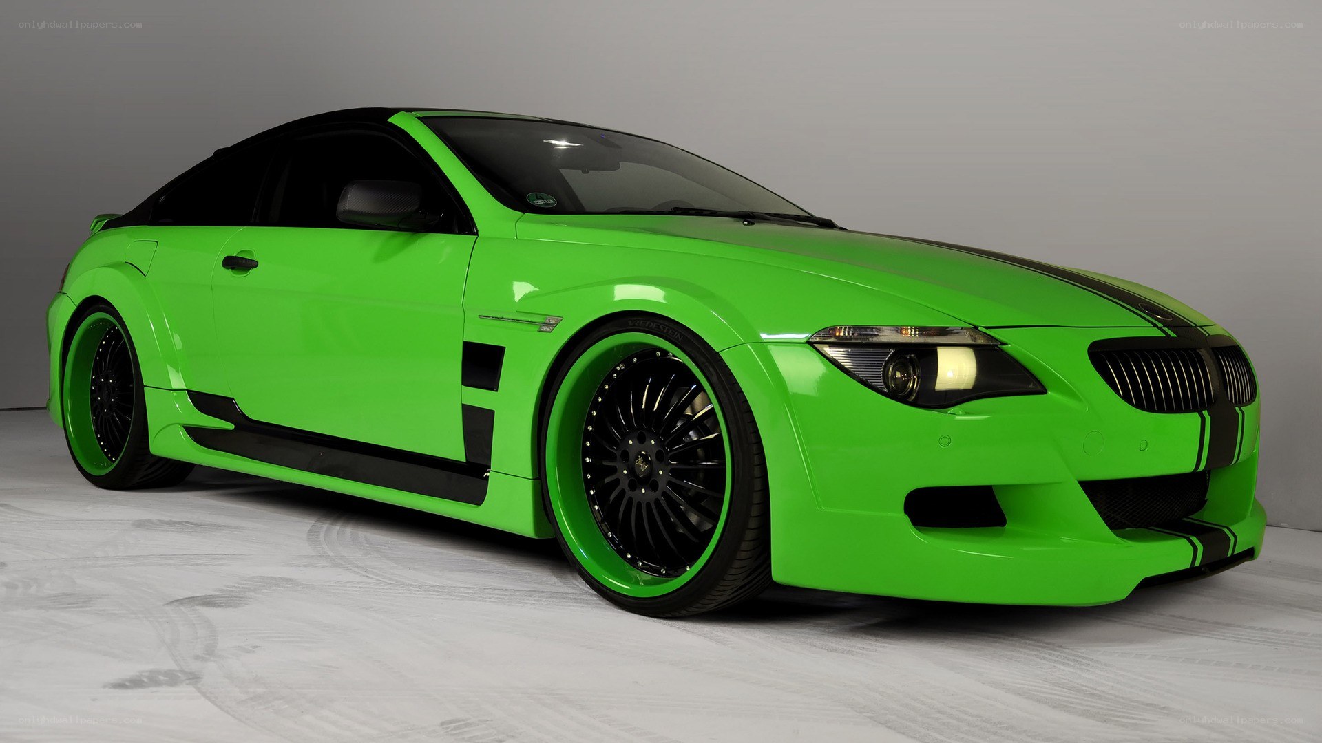 green customized sports car