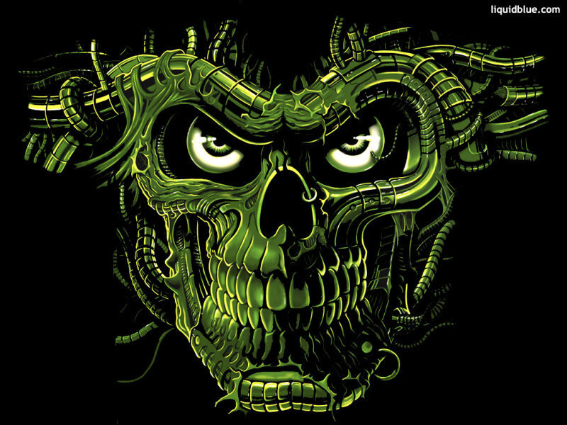 Green Cybernetic Skull