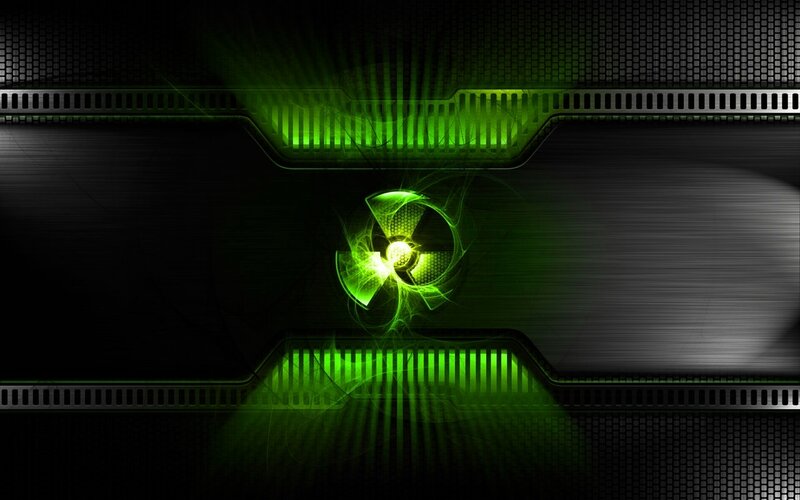 green cyberpunk radiation symbol