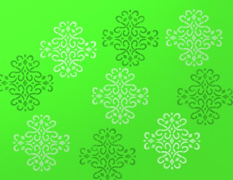 green damask pattern