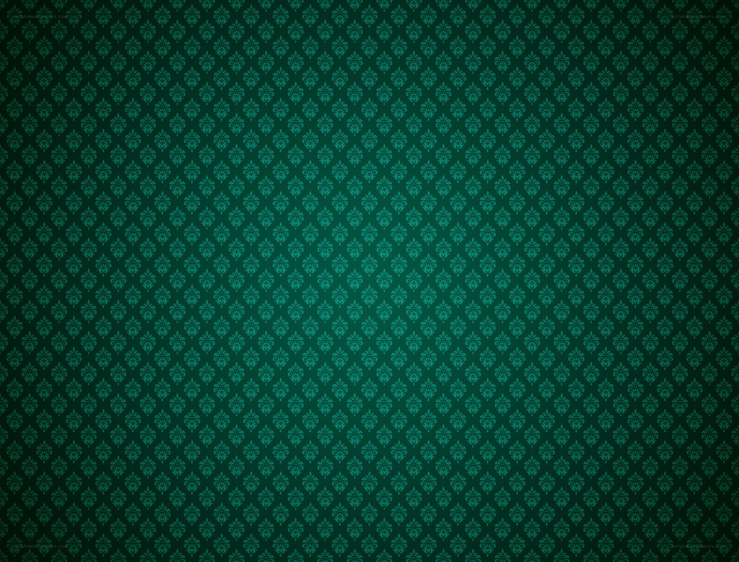 green damask pattern background