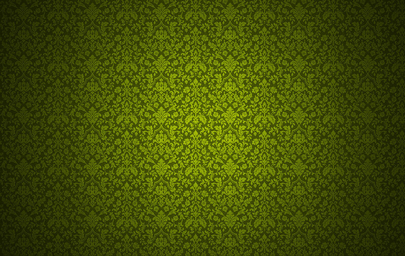 Green Damask Pattern — Ornate, Vector Art