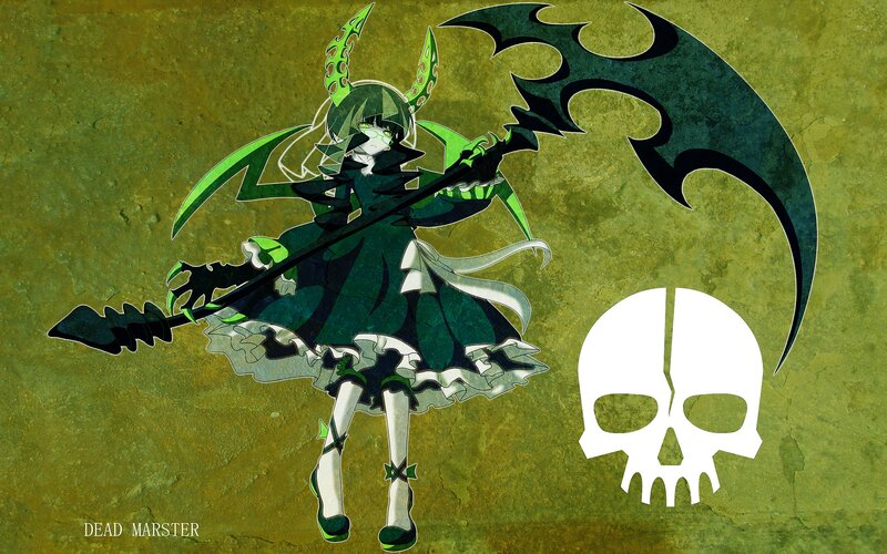 green demon girl with scythe