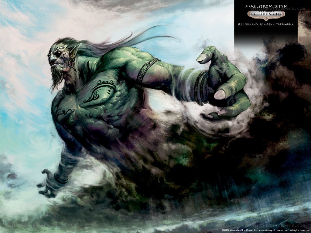 Green demon in storm