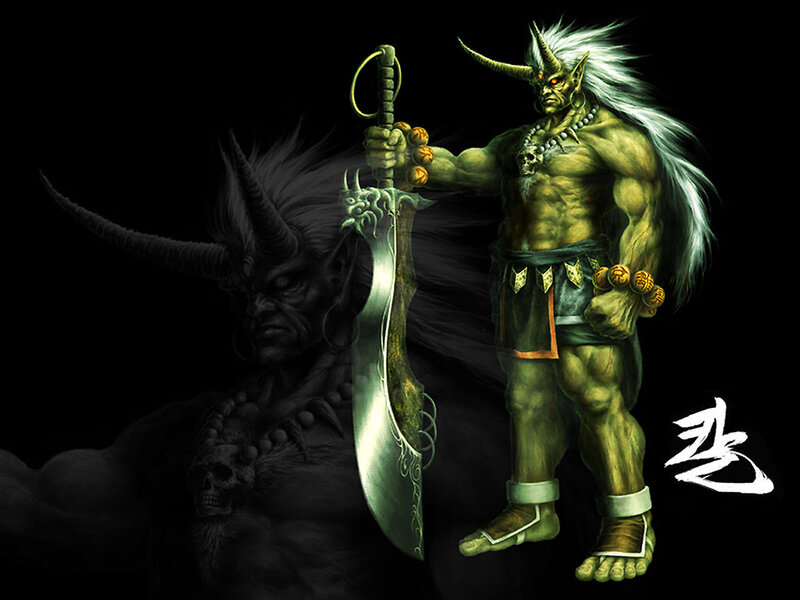 Green Demon Warrior — Black