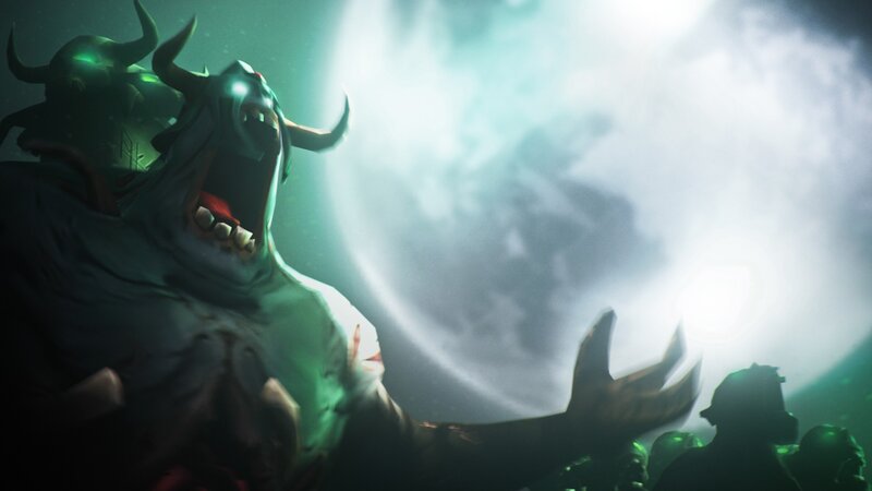 Green Demon with Horns — Dramatic, Ominous