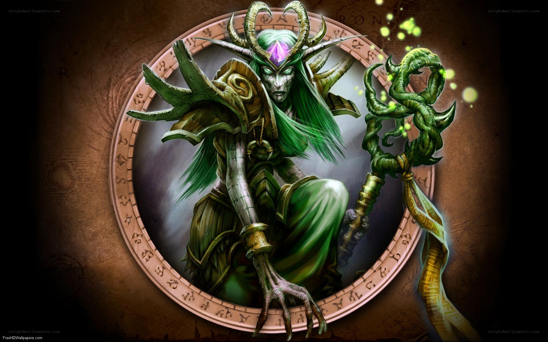 green demon with staff