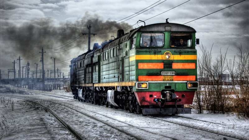 Green Diesel Locomotive — Dramatic