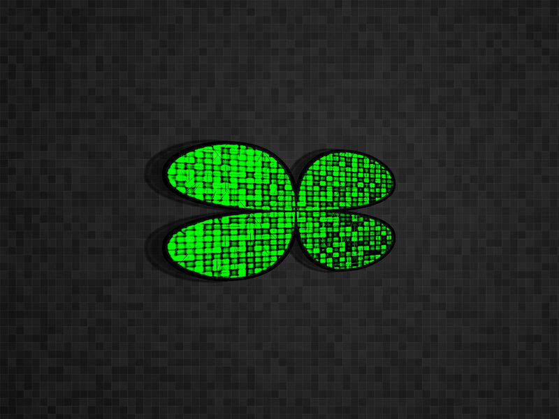 green digital clover on dark grid